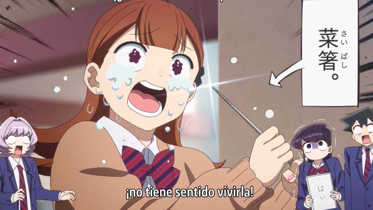 saincisco's tweet photo. Just watched episode 4 of Komi San can't communicate. 
They censored the yandere, the anime is already comedic but the censorship felt even more comedic. They hinted about it in the anime, at the "chopsticks" several times to say that it's just symbolic. #KomiCantCommunicate https://t.co/BbEkCyjDWd