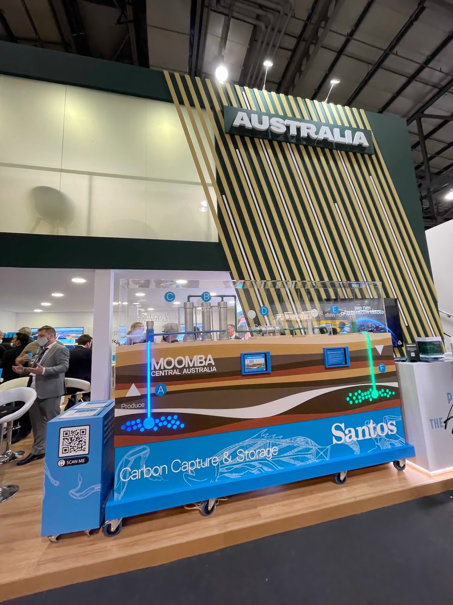 AdamBandt's tweet photo. The @SantosLtd logo is splashed all over the Australian pavilion at COP26. 

At least Morrison is transparent about who he’s there to represent.

Gas corporations. Not you. https://t.co/eDyRnSUx0F