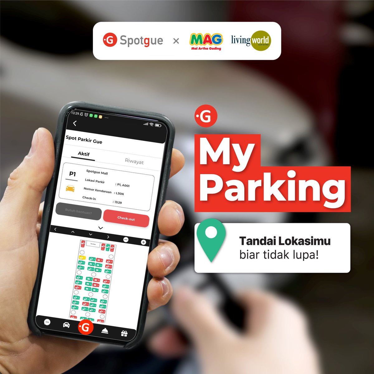 SpotgueOfficial's tweet photo. Susah cari Parkir?🚗💨 Spotgue siap membantumu! Dengan fitur My Parking di aplikasi Spotgue, mencari parkir di mall tidak lagi susah ataupun membingungkan! ✨

#malarthagading 4.0 #livingworldalamsutera 4.0 #Spotgue #BanggaBuatanIndonesia #PertamaDiDunia #MakingIndonesia 4.0 https://t.co/cZwIHoFX80