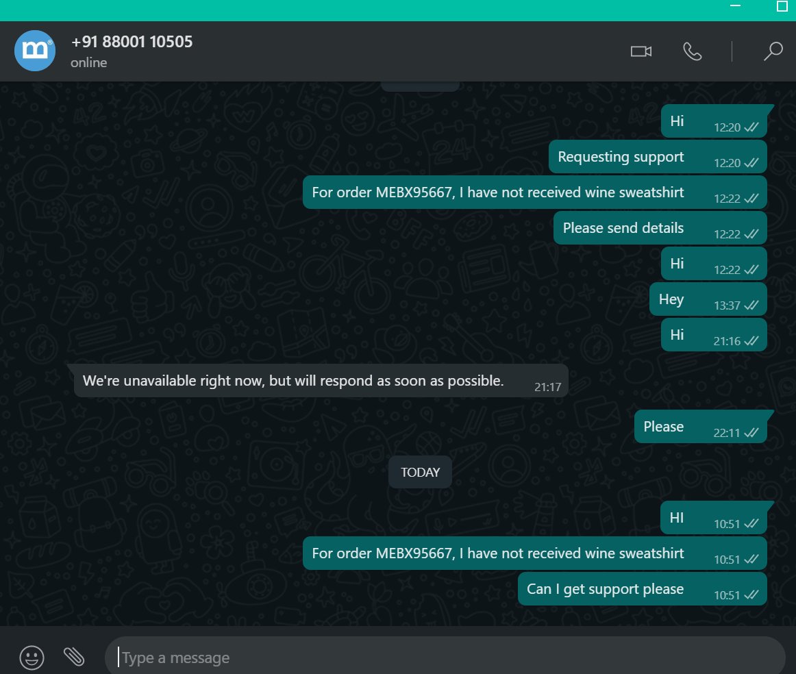RealUtsavDaga's tweet photo. @MelangeboxIndia @melangebox 
Please stop having the WhatsApp support service if you don't have the team/resources to handle it.

Can you just provide me with a normal number where I can call and get support?
#melangeboxreview
#melange
#badservice
#melangebox https://t.co/81EpWuYIOk
