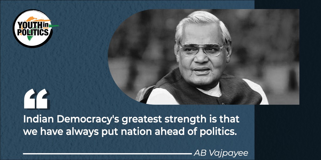 IndianYIP's tweet photo. Democracy does not guarantee equality of conditions - it only guarantees equality of opportunity.
#YouthInPolitics #YIP #PrashantKishor #Democracy #PK #AtalBihariVajpayee #YoungLeaders #YoungSpeaker #YoungPoliticians https://t.co/j7aFsGLFZR