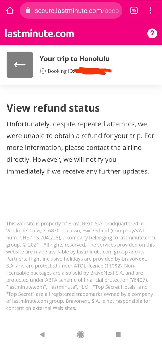 sbenz92's tweet photo. Back in Jan I booked flights to Honolulu with @lastminute_com since then @AirCanada have cancelled the flights so I submitted a refund request but I've been told they're unable to refund me. I'm now losing a lot of money and a chance to go on holiday 😔 Any help? https://t.co/2HUNUFMijG