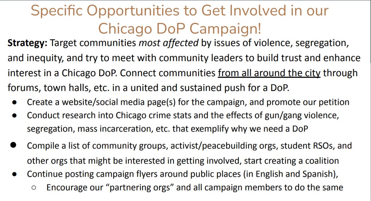 capa_uiuc's tweet photo. In our efforts to achieve the creation of a #Chicago Department of Peacebuilding, we cannot act alone. Therefore, please consider getting involved with the campaign through one of the following ways shown below! DM us or email us at capa.uiuc@gmail.com with questions! #ChicagoDoP https://t.co/xLQ106cVlj
