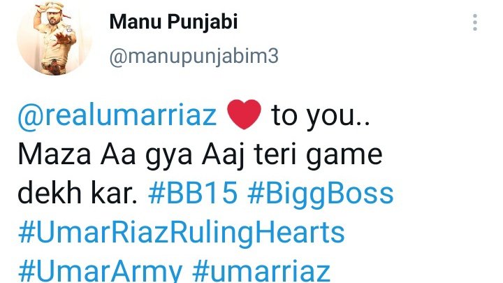 AsimUmSim's tweet photo. Our boy #UmarRiaz is  getting support from celebs outside the BB and  audience 🥰 

@ColorsTV  @BiggBoss  whatever u do with Umar he will shine more 🤞♥️ #BiggBoss15 https://t.co/Uv2BP2OXXw