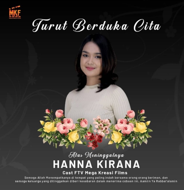 Cekospy's tweet photo. Kami kembali kehilangan seorang aktris muda bertalenta yang sering memerankan karakter istri di SUARA HATI ISTRI dan KISAH NYATA. Semoga diampuni segala dosanya dan diterima amal ibadahnya. Amiiin... #hanakirana #suarahatiistri https://t.co/D0nOXouCpJ