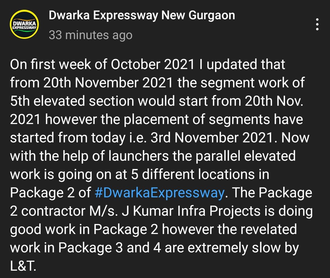 PrakharSahay's tweet image. #DwarkaExpressway 5th elevated section work started in Pkg 2 #Delhi. M/s. #JKumarInfraProjects is doing good work but work in Pkg 3 &amp;amp; 4 #Gurgaon are extremely slow @larsentoubro

CC: @PMOIndia @nitin_gadkari @vaibhav_74
#LnTlntegratedReport #LnTCares
 #LarsenToubroNews #WeAreLnT