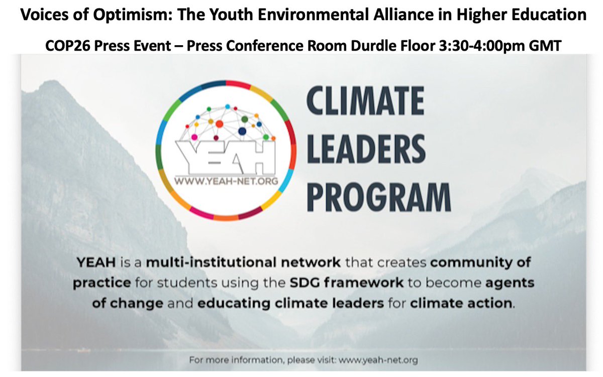 Gwsn2012's tweet photo. #COP26 ⁦@WarnerCollege⁩   Come hear the youth environmental alliance in higher dictation at COP26!! https://t.co/3NwZdhCo0X