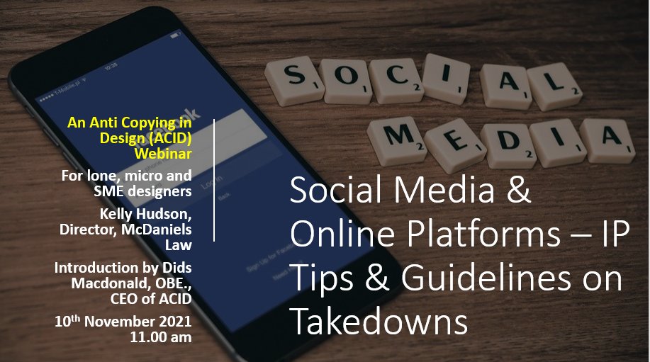 IP_DOCTOR's tweet photo. Did you say FREE webinar? 💥
Social Media and Online Platforms, Wednesday, 10th November, 11am.
We will be joining @DidsMacdonald and @ACID_tweets to give #IPtips and takedown guidelines.
Register now: https://t.co/jKXt8ZgtrI
#freewebinar #socialmedia https://t.co/zz99eYzQHX