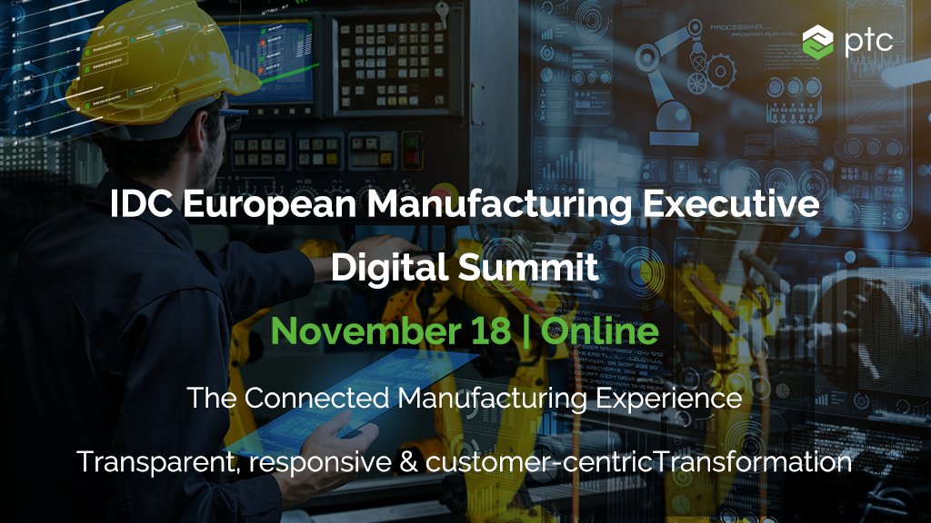 PTC_Nordics's tweet photo. @PTC's @LeederNick will be on stage at the #IDCManufacturing21 to discuss how to create a direct link to financial impact for your #DigitalTransformation by providing insights in an absolute unit of measure – time https://t.co/FC9tspkUlJ https://t.co/pkCBbaYguL