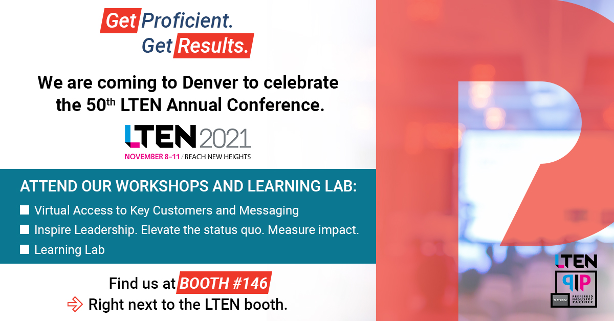 ProficientLearn's tweet photo. We’ve missed seeing everyone in the buzzing expo hall, networking parties, charity event, workshops, and at breakfast tables and hallways. It has been too long.
We can’t wait to see you in #Denver!
@yourLTEN #LTEN2021, we're coming! Booth #146.
#GetProficientGetResults 🟥 https://t.co/nSHGADsyy0