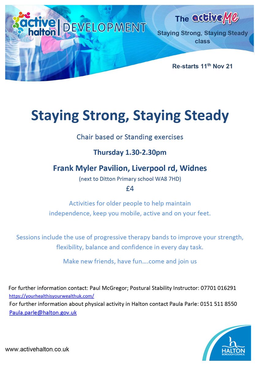 HaltonGetActive's tweet photo. Paul's class starts again next Thursday!
Ideal for those who are seeking gentle exercise to increase strength and balance
@HaltonBC @HaltonCCG @HaltonHousing #HaltOnLoneliness #healthyhalton #activehalton @undefeatable
https://t.co/Pd8lgC6sWU https://t.co/UO0OJ7RImT