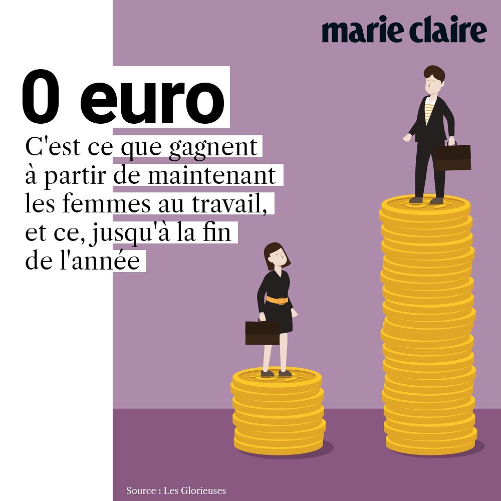 marieclaire_fr's tweet photo. À partir de ce mercredi, depuis 9h22 très précisément, les Françaises travaillent gratuitement jusqu'à la fin de l'année 2021 - si l’on compare leurs revenus à ceux des hommes. https://t.co/xDh8CEHv7n
