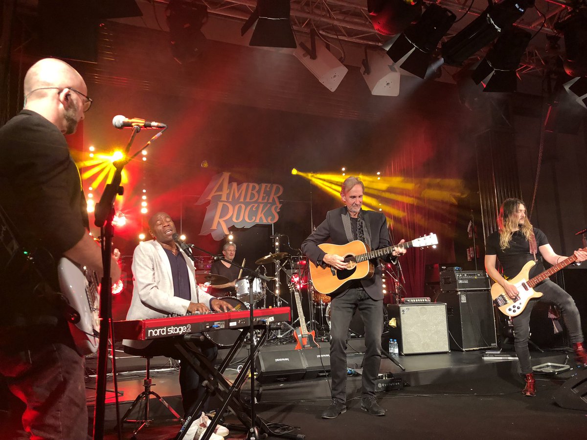 RPJBand's tweet photo. Amazing night playing for #EddieJordan  #AmberRocks to a star studded crowd! Plus such an honour to be joined on stage by legends #MikeRutherford and #AndrewRoachford! A hugely special gig for a great cause!X 🤘🏻❤️ https://t.co/UXobNW7LOF