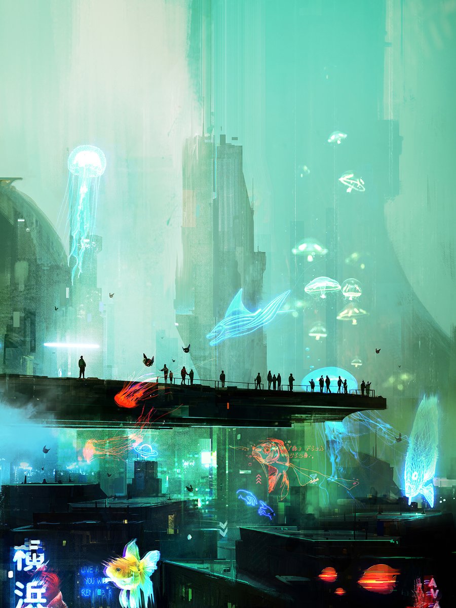 ThomasDuboisArt's tweet photo. Imagine a belvedere above the city. A place where we could have a different perspective on our lives. I stand there, at the edge of this city where my dreams push me to move forward. A place where we grow up, where we come together and marvel. ✨🐠🦑🐋 https://t.co/riS2UTuH6V