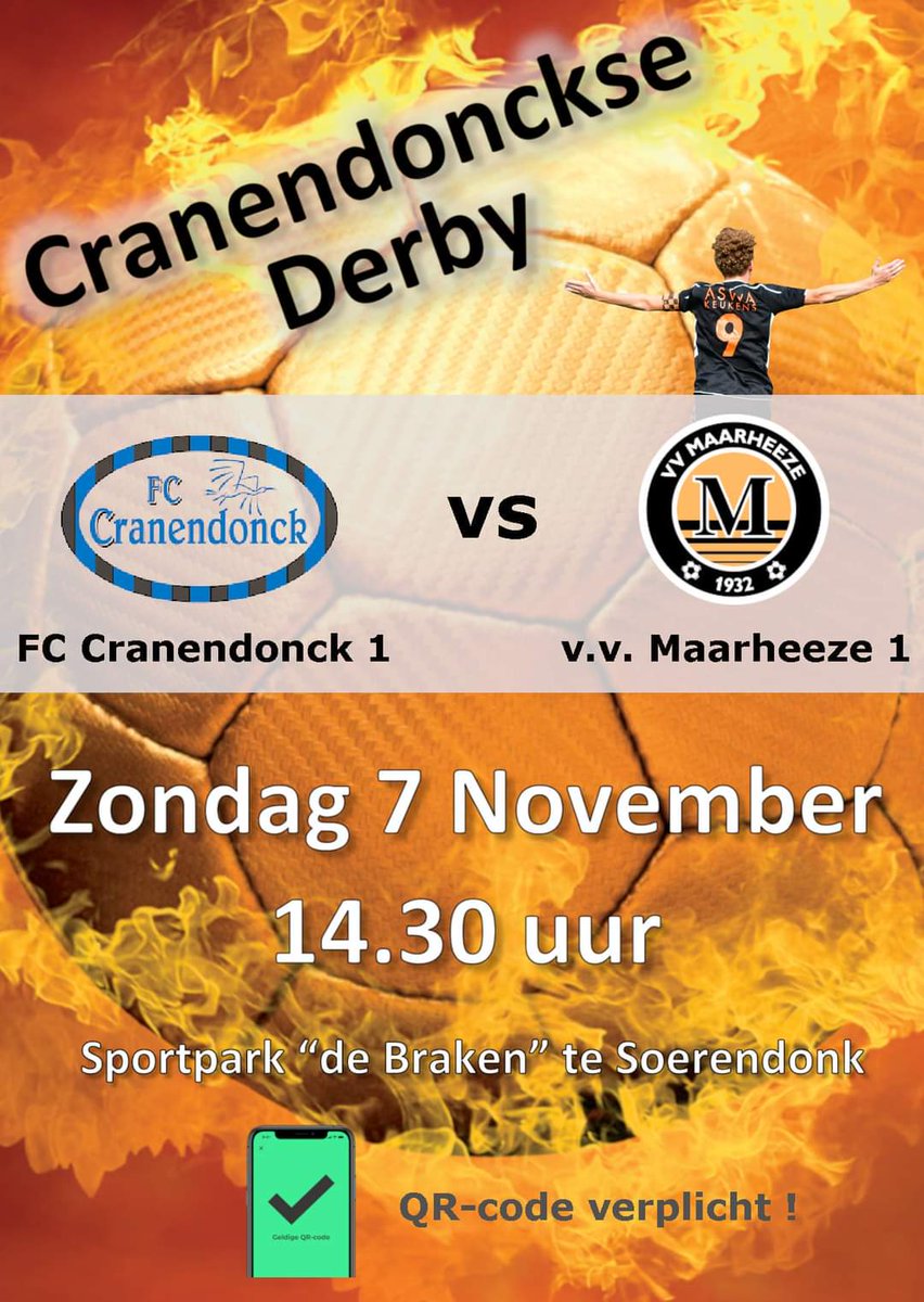 VVMaarheeze's tweet photo. De Cranendonckse Derby.
@FCCranendonck vs @VVMaarheeze 
#derby #cranendonck
#qrcode https://t.co/Kz6sVoH1Za