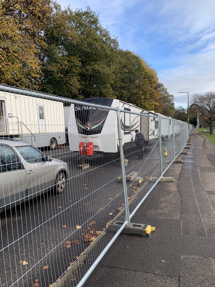 Filming in #Inverleith Park, trucks iin East Fettes Avenue and Carrington Rd today.