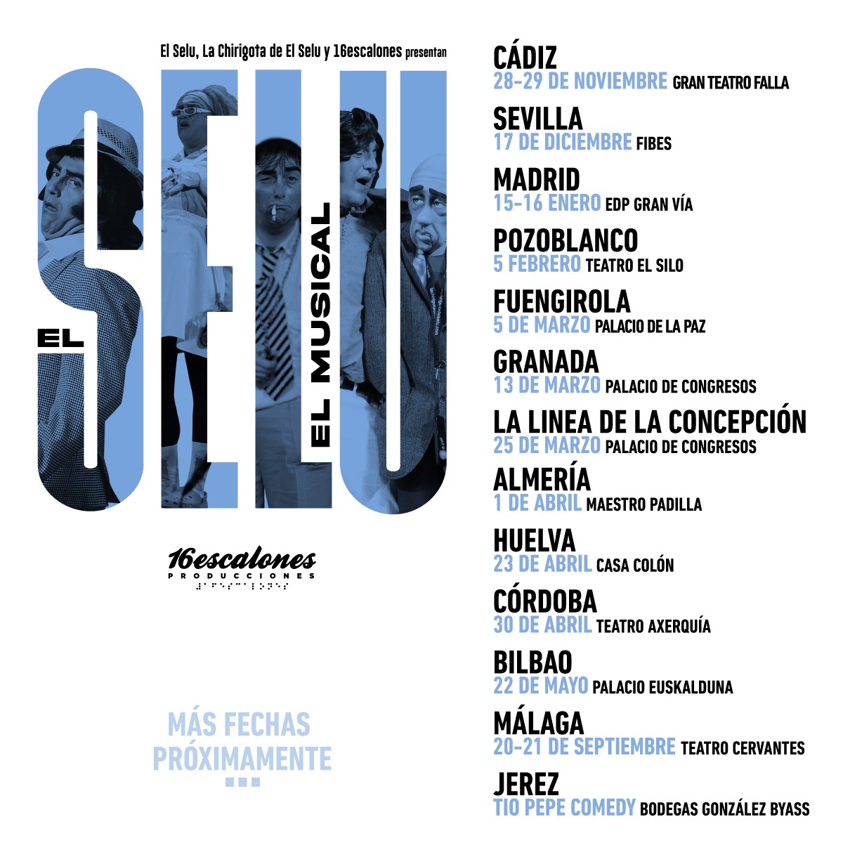 16 Escalones (@16escalones) on Twitter photo ‼️GRAN ESTRENO‼️
📍Los días 28 y 29 de noviembre de <a href="/elseluelmusical/">El Selu. El Musical</a> en el GRAN TEATRO FALLA🎭
ℹ️Más información sobre la gira y venta de entradas en elseluelmusical.com ‼️GRAN ESTRENO‼️
📍Los días 28 y 29 de noviembre de <a href="/elseluelmusical/">El Selu. El Musical</a> en el GRAN TEATRO FALLA🎭
ℹ️Más información sobre la gira y venta de entradas en elseluelmusical.com