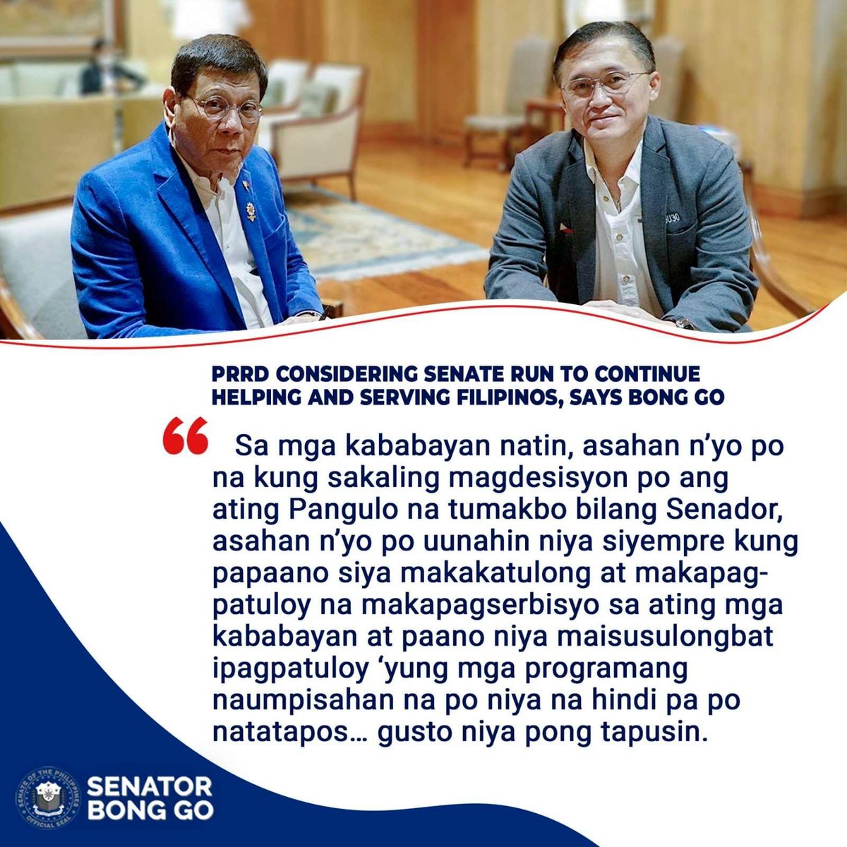 ApatheticDame's tweet photo. PRRD Considering Senate Run. https://t.co/8KJqdJLffz