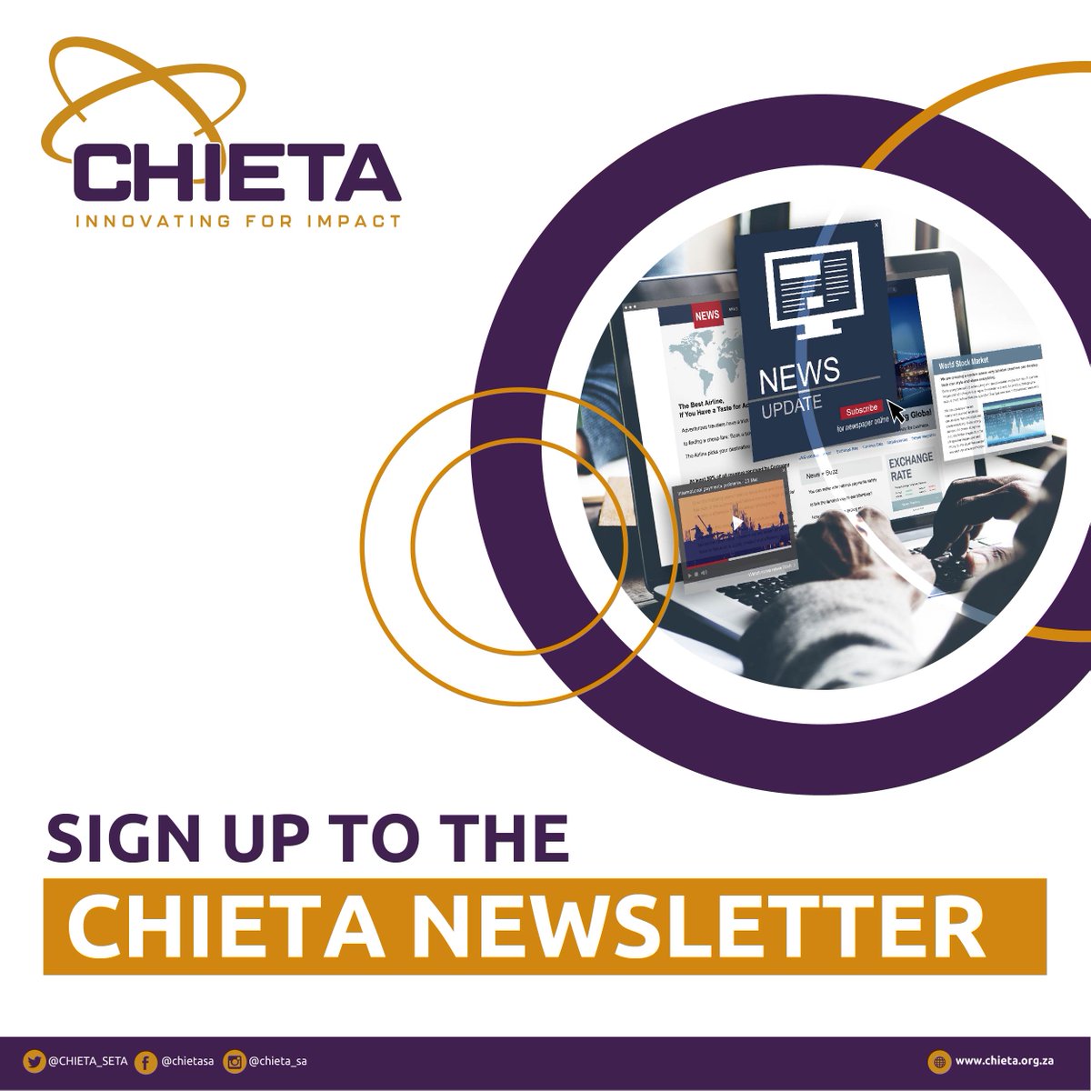 CHIETA_SETA's tweet photo. If you want to stay informed and up to date with CHIETA,  sign up to our newsletter by clicking here  > https://t.co/2bA9KFqnCZ  

#News #UpToDate #CHIETANewsLetter https://t.co/oaPeL1SBWN