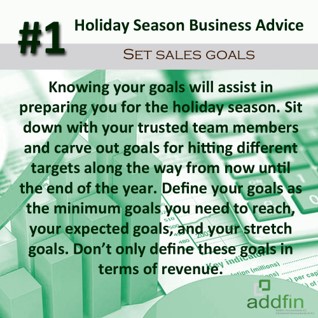 AddfinZA's tweet photo. Set Sales Goals
Knowing your goals will assist in preparing you for the holiday season. Sit down with your trusted team members &amp; carve out goals for hitting different targets along the way from now until the end of the year

Contact Addfin on 0129971814
https://t.co/ivRPgPJNAQ https://t.co/n1mt20gxxR