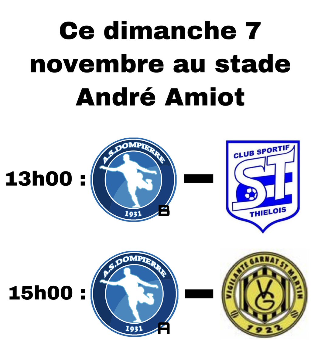 ASDompierre_03's tweet photo. On vous attend nombreux pour ce gros week-end de derby à domicile 🔵⚪️ https://t.co/ljLh0iuLLk