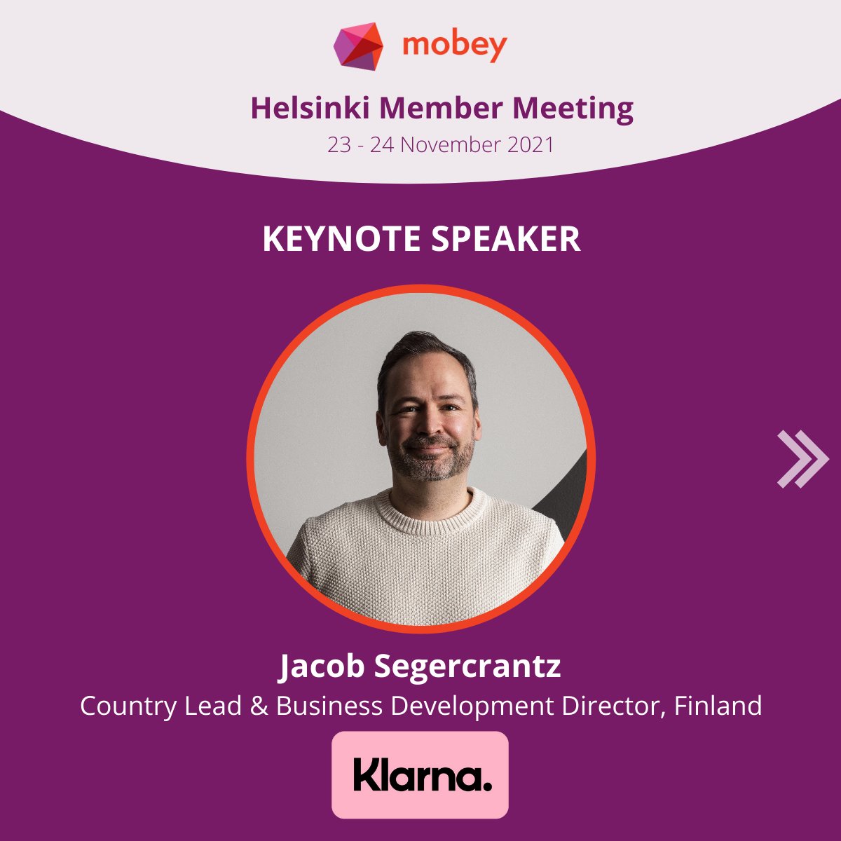 Join @JSegercrantz - from @Klarna  - at Mobey's Helsinki Member Meeting on 23-24 November. Jacob will be presenting the story of Klarna: From Global Payments to Global Shopping. 

Please save your seat by registering here: https://t.co/24AESDceqz

#banking #bankingandfinance https://t.co/dVXXvmzYxd