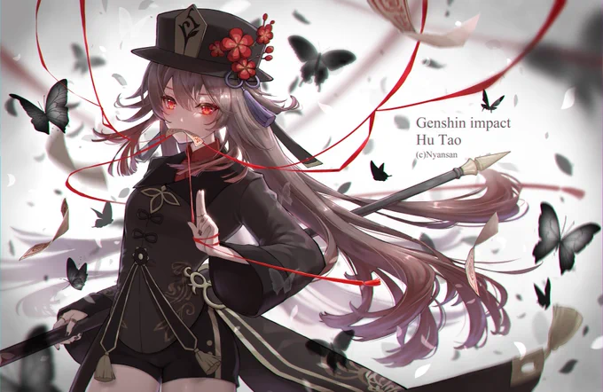 Black HuTao
胡桃ちゃん、往生堂のお仕事中はこんな感じで戦ってたらかっこいいな～というお絵描き☺️
#原神
#GenshinImapct
#HuTao 