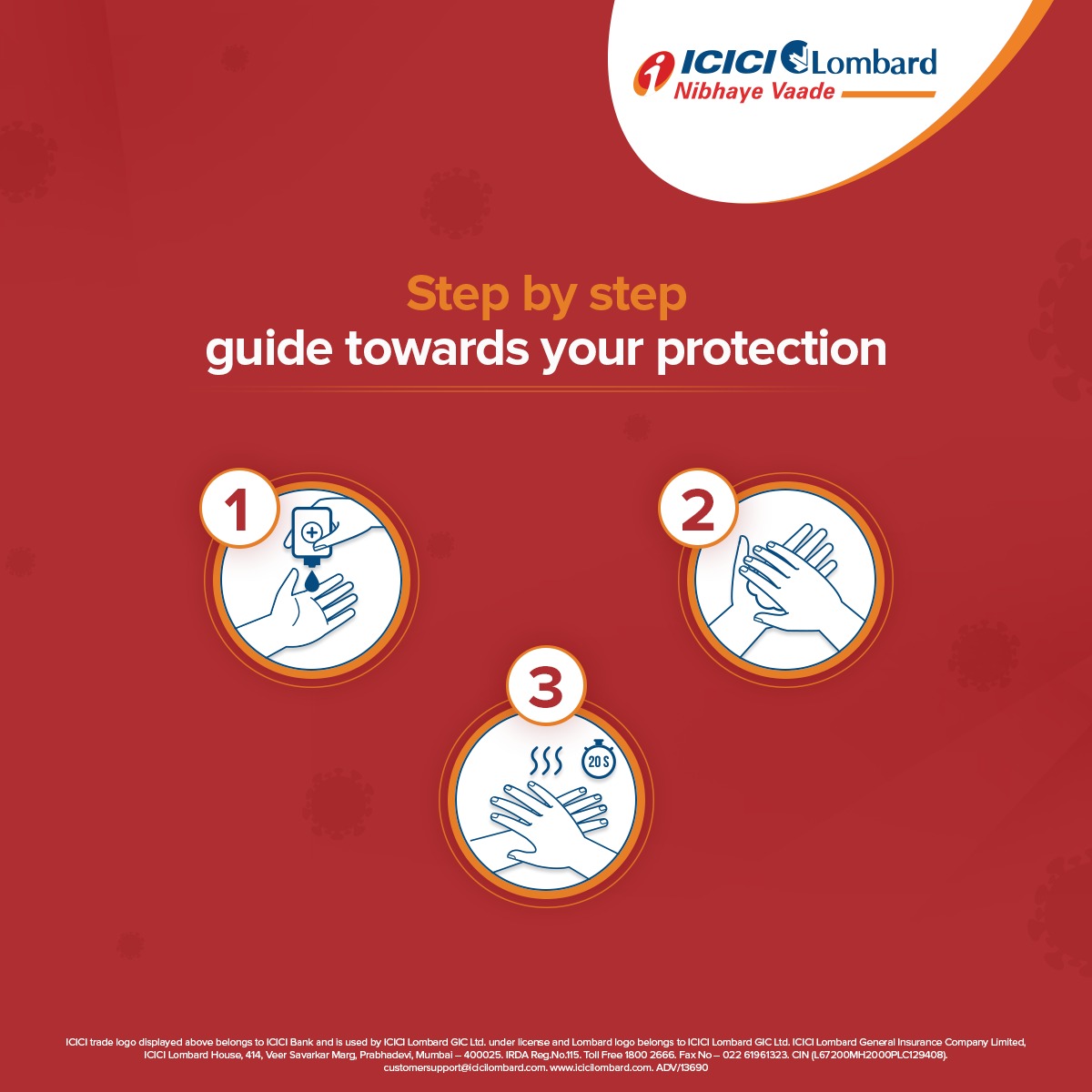 ICICILombard's tweet photo. Keep following these steps and all the other precautions to stay healthy. Take the pledge today by clicking here: https://t.co/lGijUWgyCh
#StaySafe #StaySecure #ICICILombard #NibhayeVaade https://t.co/XduwWFW1U2