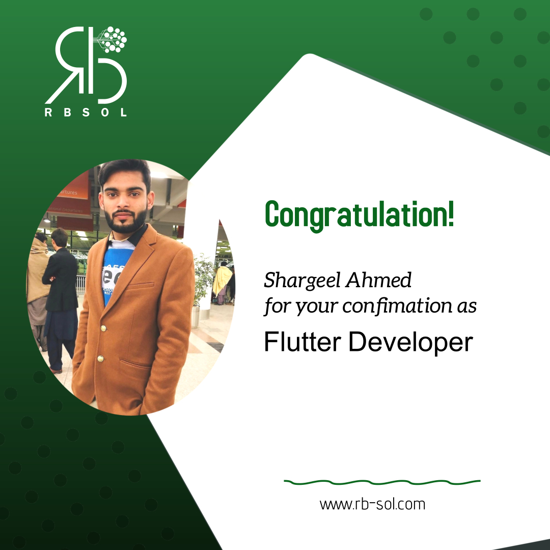 rbsol_rbgroup's tweet photo. Congratulations Shargeel Ahmed π
We hope you will enjoy your role as a Flutter Developer and make a significant contribution to the overall success of RBSOL π
#developer #flutter #success #rbsol https://t.co/B0ElicUe3h