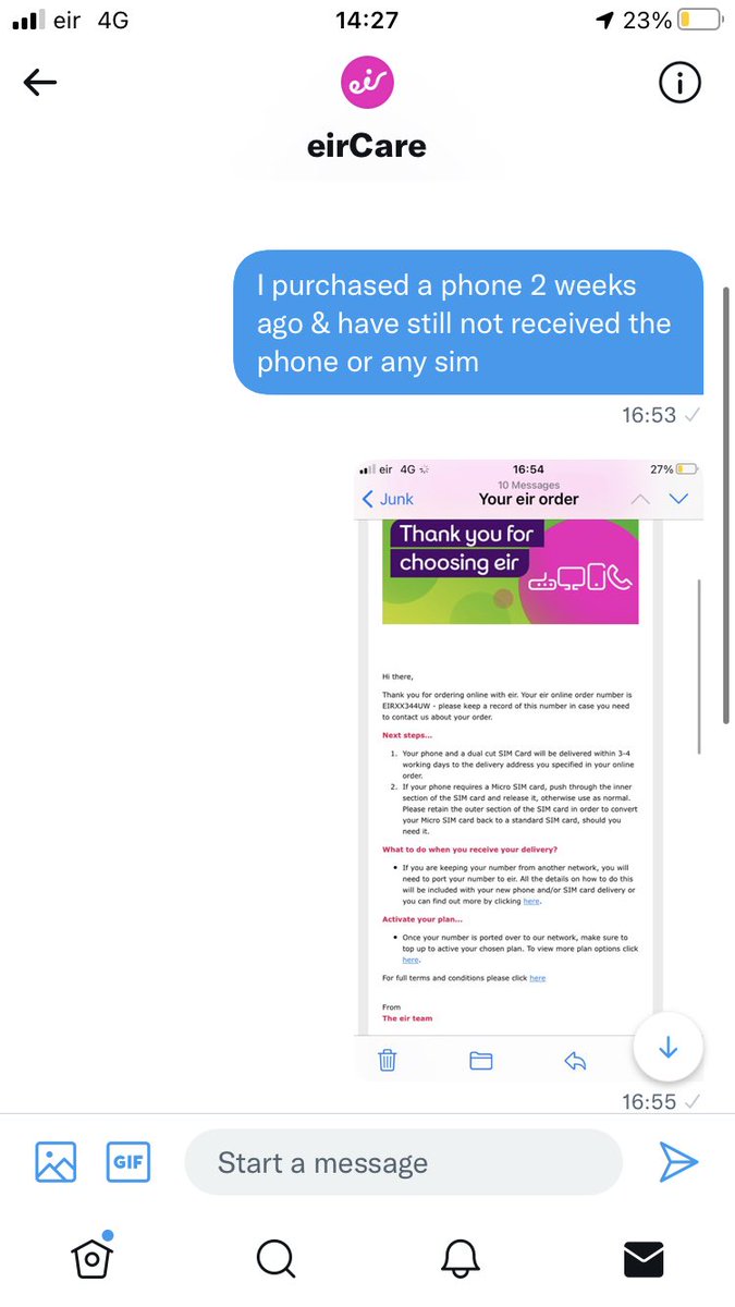 LauraOSullivan4's tweet photo. @carolan_lennon you are my last resort. I am trying to get a refund for 2 weeks for a phone that I never received. I have made 30 phone called endless emails &amp; Terry's with me resolution. Can you please advise? I would like to be refund the €399.99 https://t.co/Jyxfdcoq9b