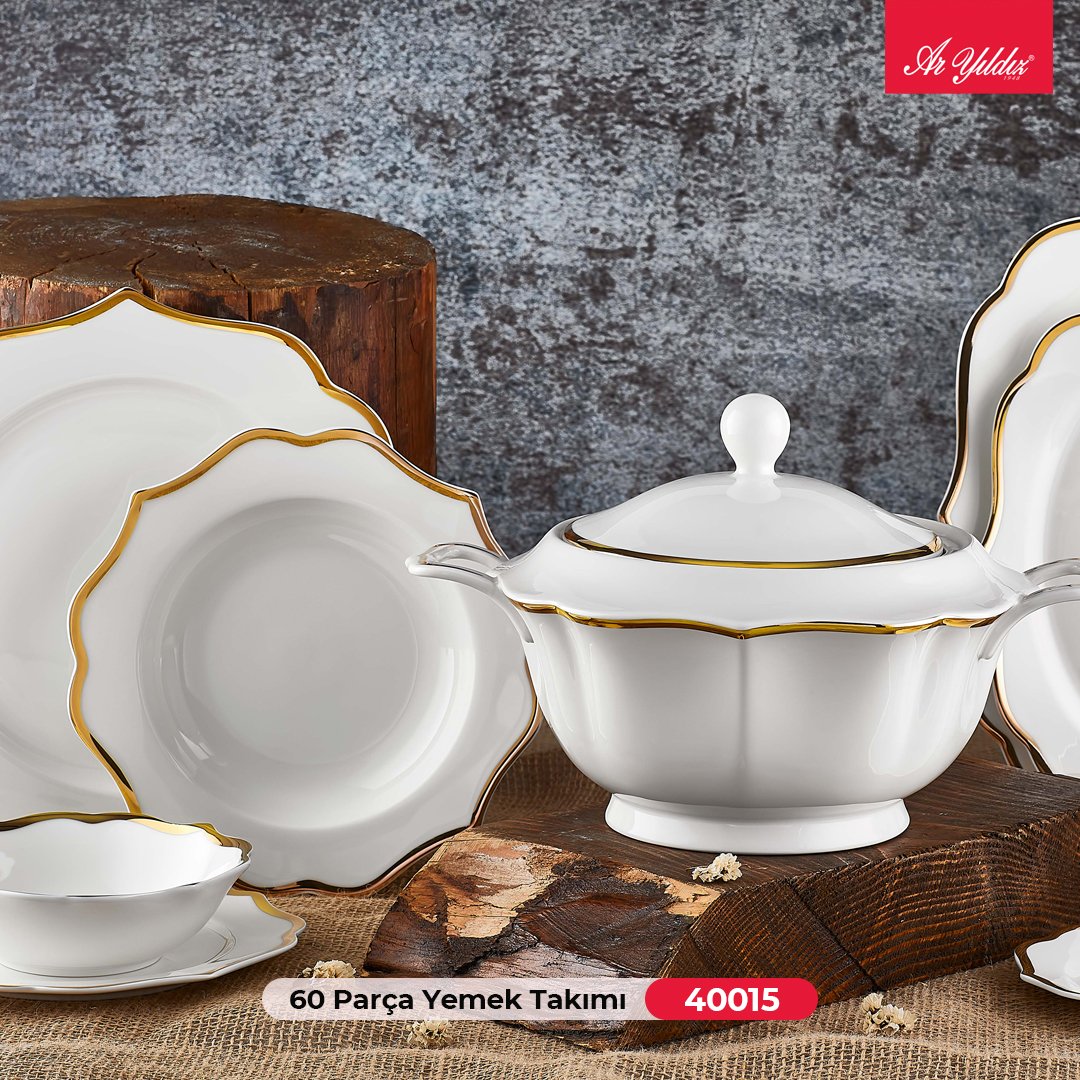 60 Parça Yemek Takımı 40015. Ürünler hakkında detaylı bilgi için 444 11 07 hattımızı arayabilir ve “Ar Yıldız Fabrika” garantisiyle sipariş verebilmek için; aryildiz.net sitemizi ziyaret edebilirsiniz. 
🚛Ücretsiz Kargo &amp; 12 Taksit imkanı
