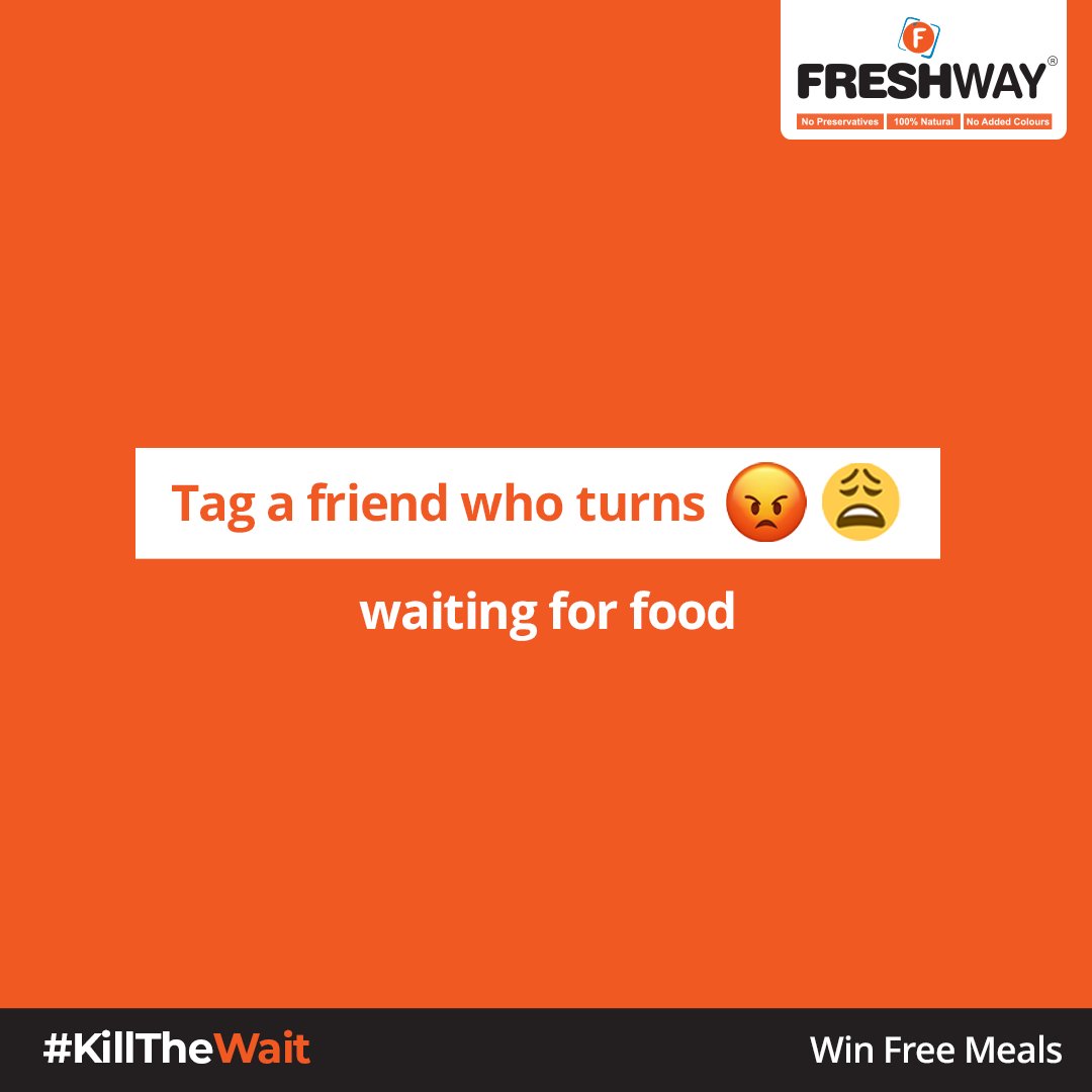 freshwayfood's tweet photo. #Contest 3
Tagging a friend who turns 😡😫 waiting for food can win you a gift hamper.

To participate and stand a chance to win follow the steps:
1) Tag a friend who turns 😡😫 
2) Like the post and Follow us 
3) Tag 3 friends 

t&amp;c apply
-
#FreshwayFood #DiwaliContestAlert https://t.co/e9zAkprMqQ