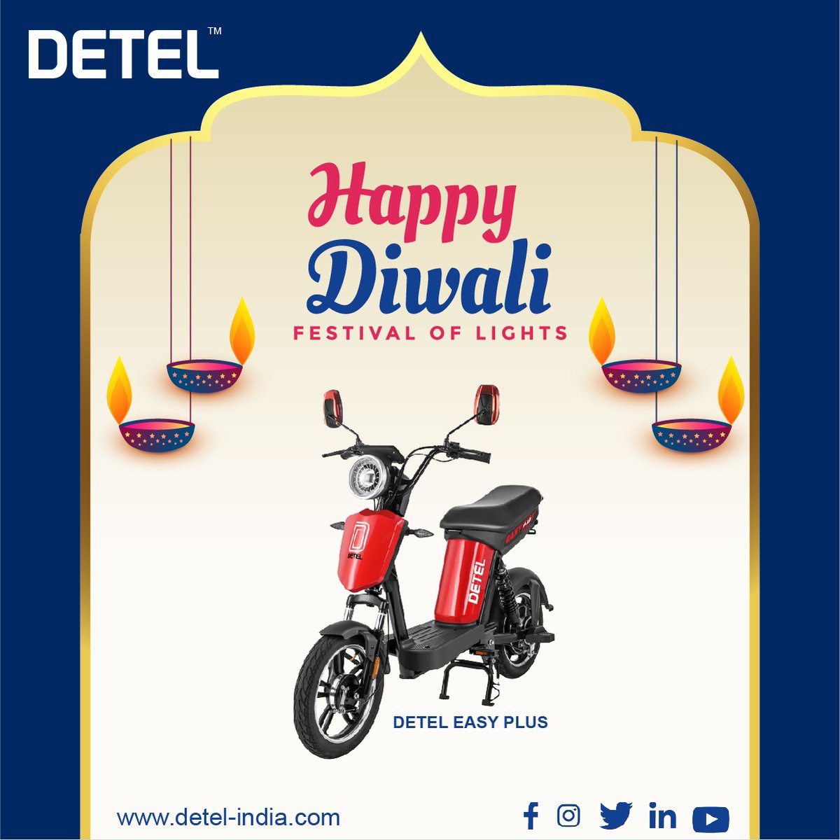 Detel Wishing you a very happy Diwali!!
#happydiwali #God #laxmi #ganesha #health #scooter #bike #EV