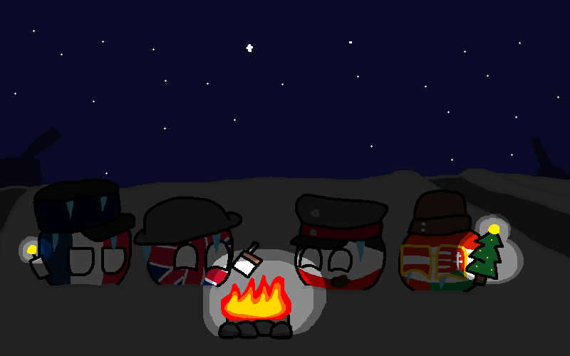 eespbot's tweet photo. 一枚絵：クリスマス休戦だよ
#ポーランドボール #polandball
第一次世界大戦中の出来事です
https://t.co/bQitTLx6q8