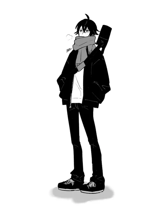 現代服+刀カムフラで背負ってる男士が好きなので、すいしんしくんのもいっぱい浴びるほど見たいネッていう何番煎じであろう絵。ねつ造衣装です。 