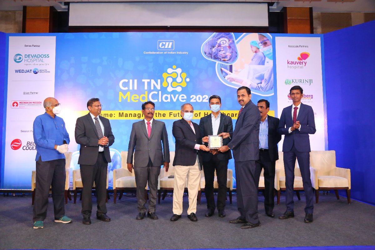 OfficialMMHRC's tweet photo. Meenakshi Mission Hospital bagged four awards for its excellence in the specialties of Gastroenterology,
Neurosciences, Nephrology & Urology, and Emergency & Critical care at the CII TN MEDCLAVE Conference 2021, held in Chennai.
#awards #CIITN #alwaysfirst #alwaysbest #mmhrc https://t.co/W3sQuBtE2j