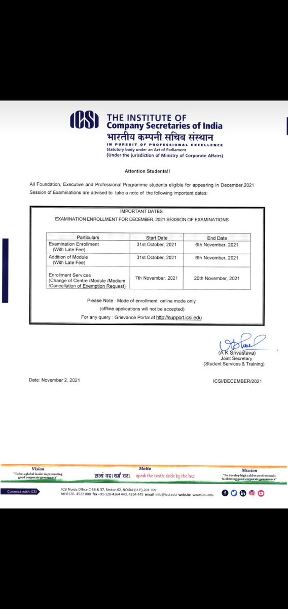 Job4CS's tweet photo. #important_dates
Examination enrollment, addition of module, change of center/module/medium.

@Job4CS https://t.co/jfufjOxtGI