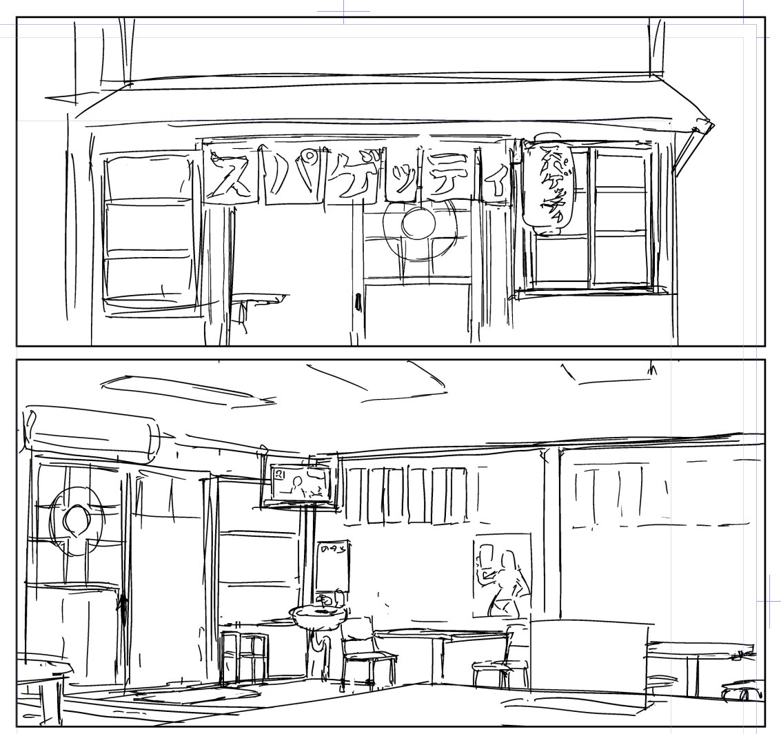 ラーメン屋とかそば屋とかいくらでも描ける。 