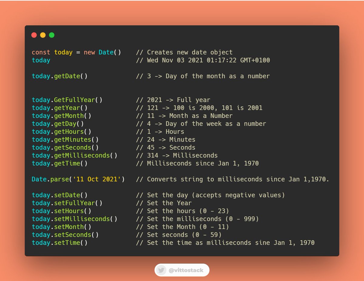 VittoStack's tweet photo. Dates in JavaScript.

I've made a small cheat sheet 👇 https://t.co/C4mRehcfuo