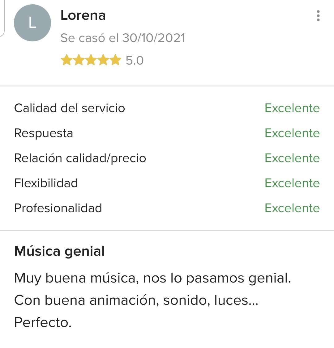Lorena &amp; Sergio 👰🤵, que se casaron el pasado sábado en el Restaurante Peña Mea 🍴 nos dejan opinión sobre nuestro servicio de discoteca móvil 🔊🎛 en bodas.net. Muchas gracias.