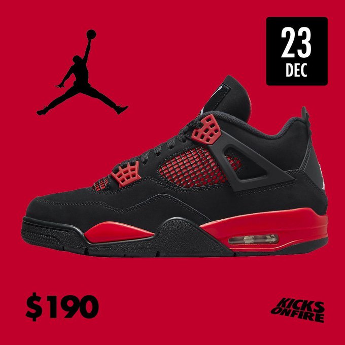 MisaBush's tweet photo. Air Jordan 4 "Red Thunder"
Release Date: Dec 23rd, 2021 (Thursday)
Color: N/A

Mens: $190
Style Code: CT8527-016

Grade School: $140
Style Code: 408452-016

Little Kids: $80
Style Code: BQ7669-016

Infant &amp; Toddler: $60
Style Code: BQ7670-016
https://t.co/qyBsfG7DNq https://t.co/oP16seEsXh