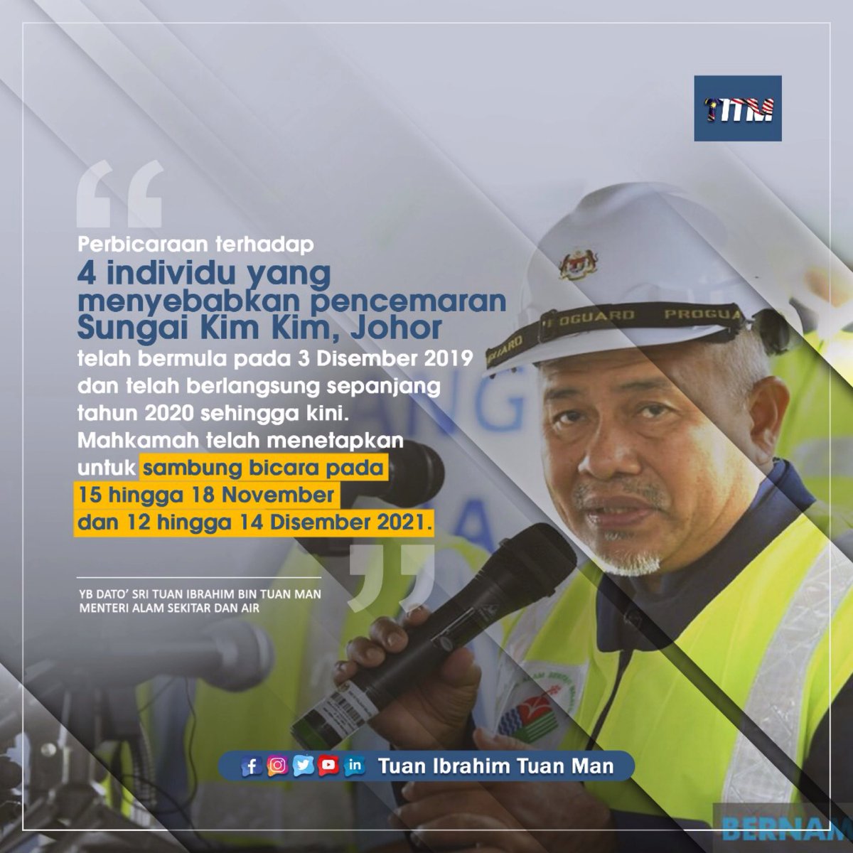 titm_official's tweet photo. Ramai yang bertanya perkembangan terkini perbicaraan kes pencemaran Sg Kim Kim yang berlaku pada tahun 2019 lalu. Suspek telah dihadapkan ke Mahkamah Sesyen Johor Bahru pada 24 Mac 2019. https://t.co/1IjIiDsmBM