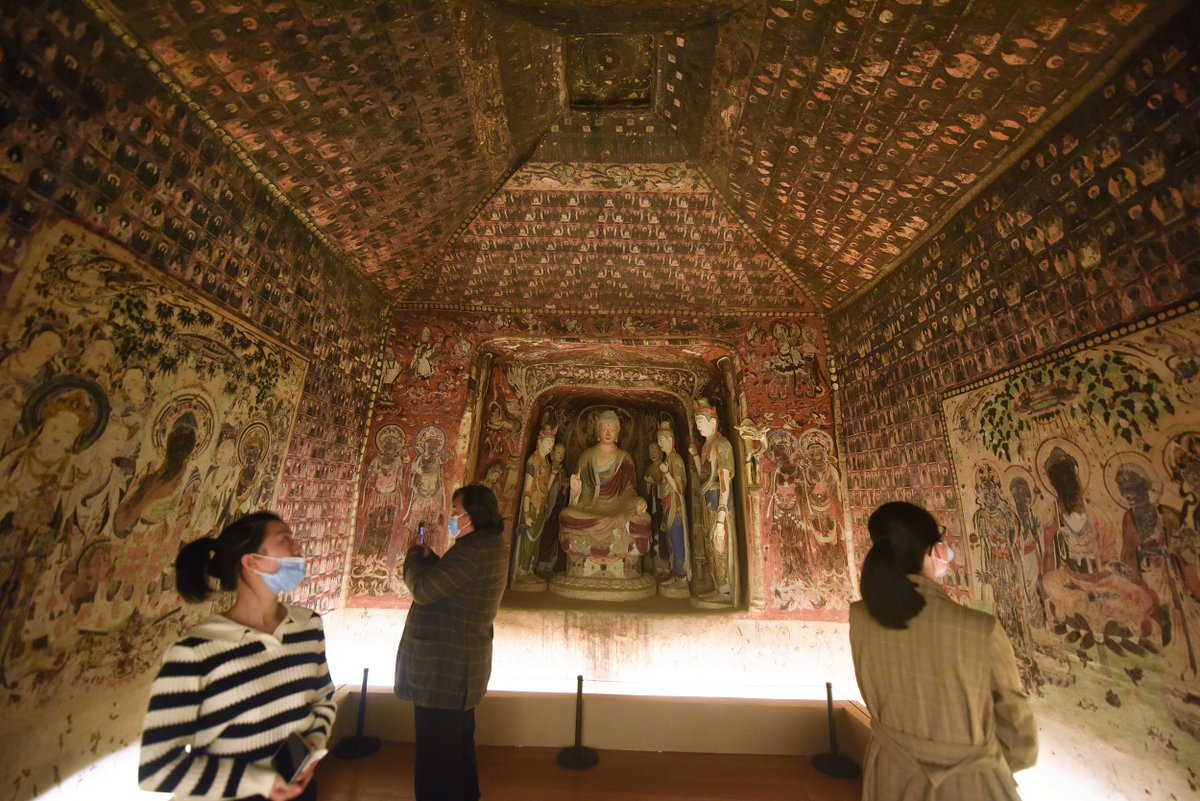 PDChina's tweet photo. A 3D-printed replica of Cave 57 from the Mogao Grottoes, a renowned UNESCO World Heritage Site in northwest China's Gansu Province, has made its debut in Hangzhou, east China's Zhejiang Province. https://t.co/xNFujqTwuT