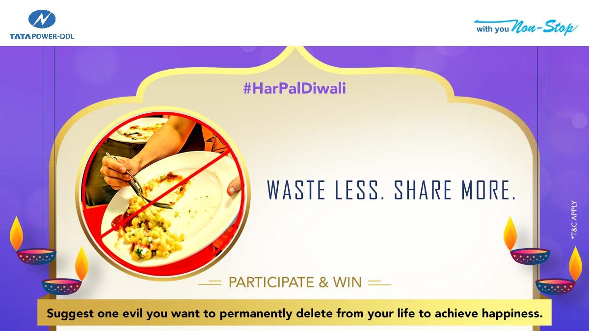 tatapower_ddl's tweet photo. Diwali means overstocking of mithai and eventual food wastage. This Diwali, let’s change that!
Share the sweets and love :)

What is that one habit you would like to permanently delete from your life?
Share with us.
#HarPalDiwali

#ParticipateAndWin #Contest #Diwali2021 #Voucher https://t.co/DHmFejn0zO