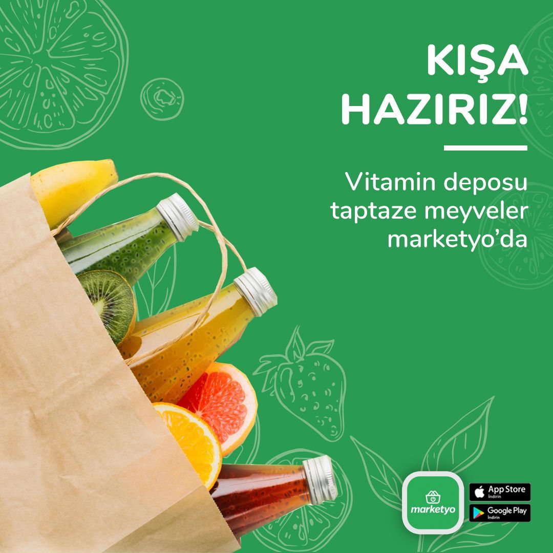 Kış ayları geliyor, peki sen hazır mısın? Kış aylarında mevsim meyveleri yemek sizi kışa daha dayanıklı yapar. Taptaze meyveleri Marketyo’dan sipariş et hemen kapına gelsin!
#Marketyo #BildiginMarket