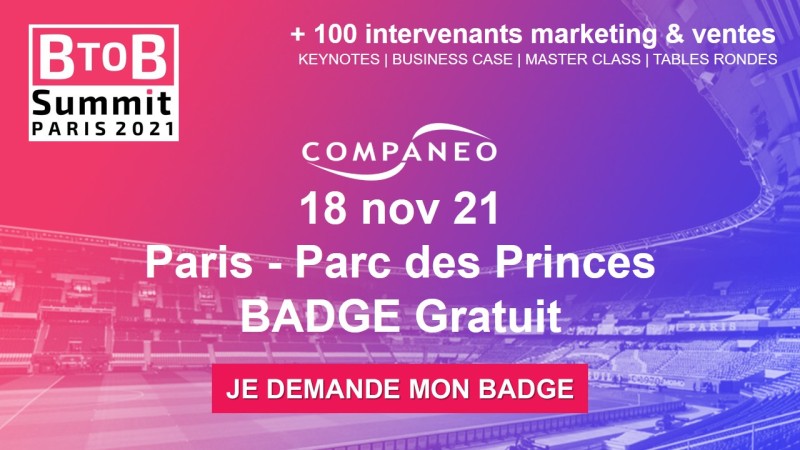 Companeo's tweet image. 📅 [#EVENEMENT] Et si on vous invitait au #BtoBSUMMIT ?
👉Toute la communauté #Marketing et #Vente #BtoB à l’honneur au Parc des Princes le jeudi 18 Novembre ! 
👉 CODE PROMO : COMP21
➡️ow.ly/ho1q50GEWws