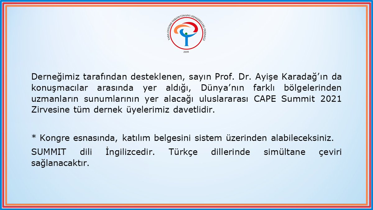 OstomiYara's tweet photo. Program Tarihi: 5-6 Kasım 2021
Kayıt oluşturmak için aşağıdaki linke tıklayın.
Link: https://t.co/JCjg8lB1Ni

Değerli katılımlarınızı bekliyoruz.
Saygılarımızla, https://t.co/tkrYhxrqEh