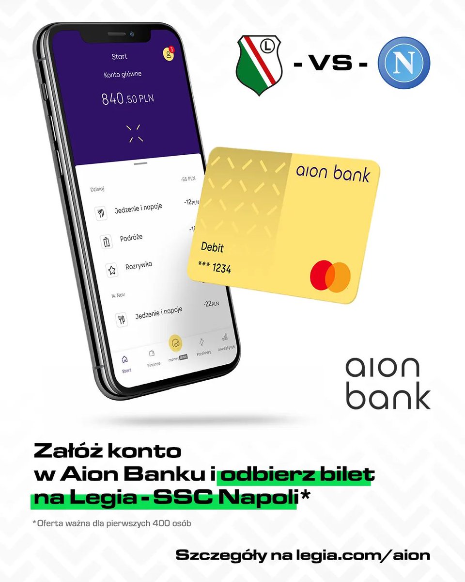 Nie udało Ci się zdobyć biletu na czwartkowy mecz z SSC Napoli? Załóż konto w <a href="/AionBankPL/">Aion Bank PL</a> i odbierz darmowy bilet 🔥

Szczegóły ➡️ legia.com/aion