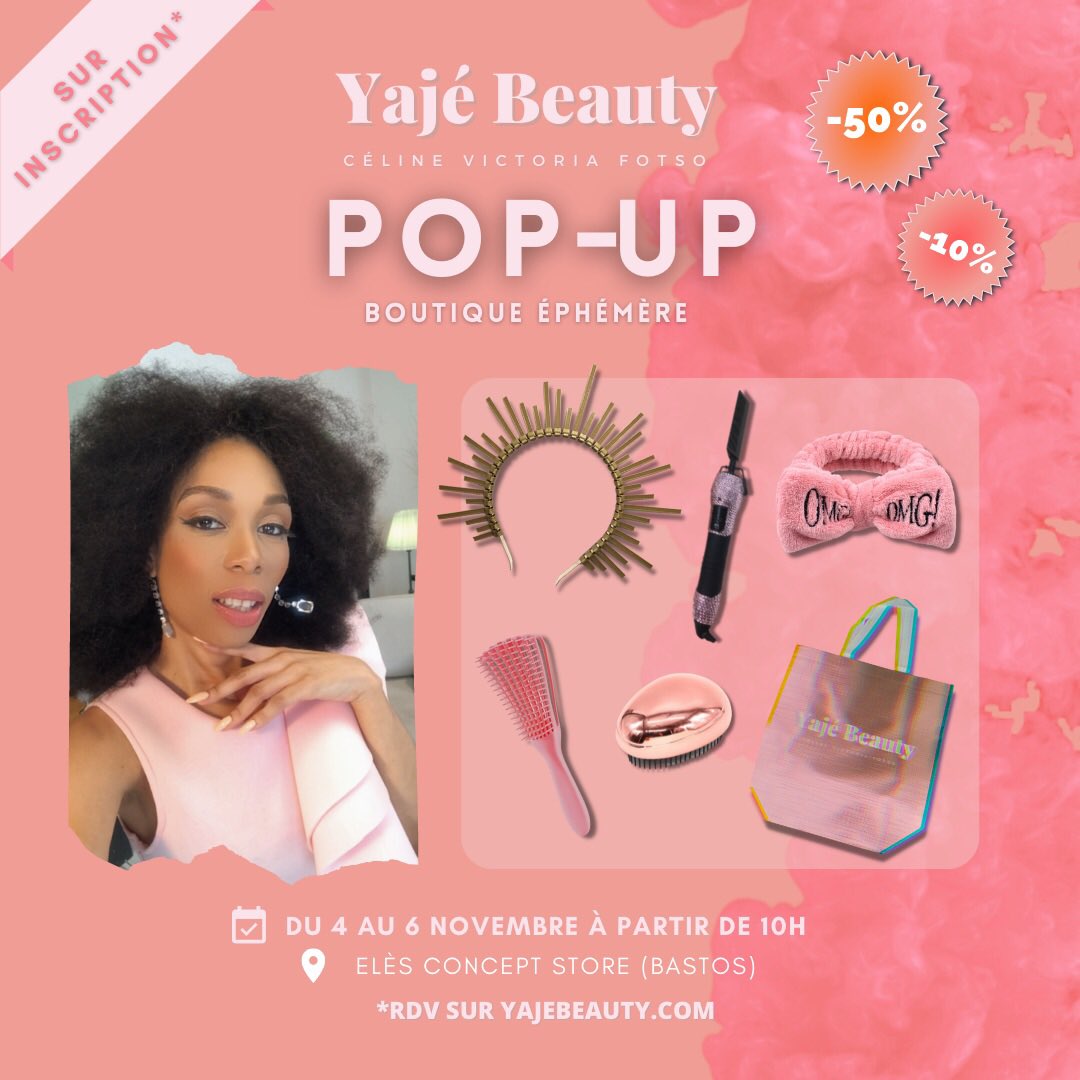CelineFotso's tweet photo. Pop-Up !

RDV demain pour notre boutique éphémère @YajeBeauty chez @eles_store 

Vous pourrez voir nos perruques afro live !

Inscription ici 👉🏽 https://t.co/0oY9Ns3Aof https://t.co/Qj0Ycn5lyH