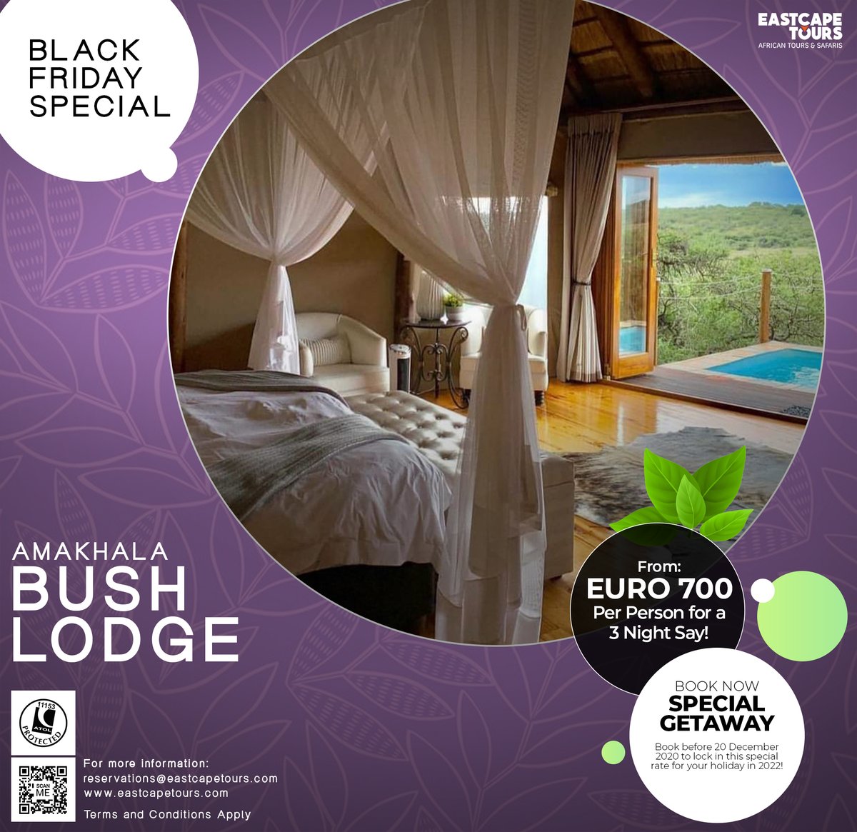 Super Black Friday special 
Spend 3 nights at the fantastic Bush Lodge on Amakhala Game Reserve.
From:  €700 per person
Contact East Cape Tours today to make your booking. 
Email: reservations@eastcapetours.com
Website:eastcapetours.com
 #visitSA #eastcapetours